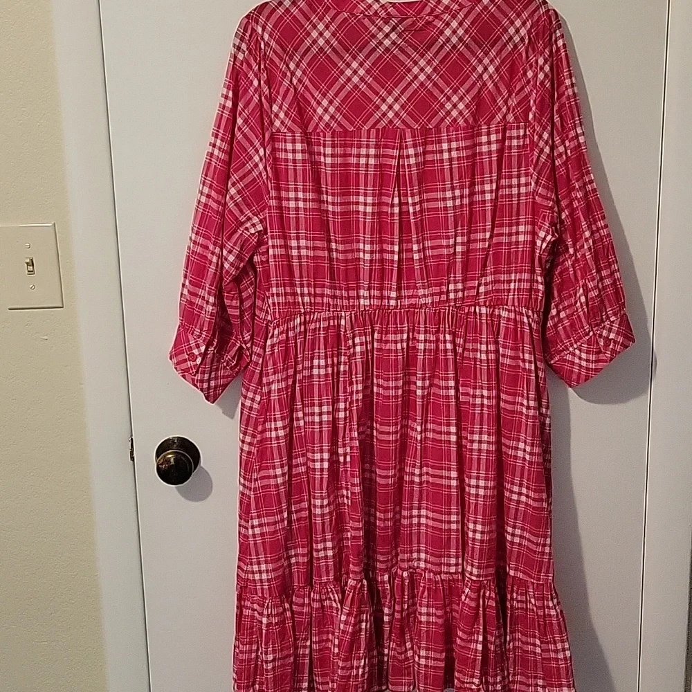 torrid Red Plaid Button-Front Tiered Dress - Picture 6 of 15
